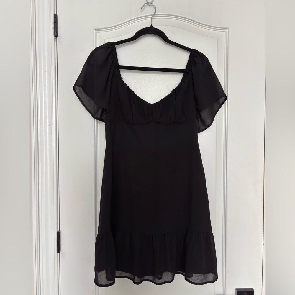 Dynamite Black Mini Dress with Flutter Sleeves